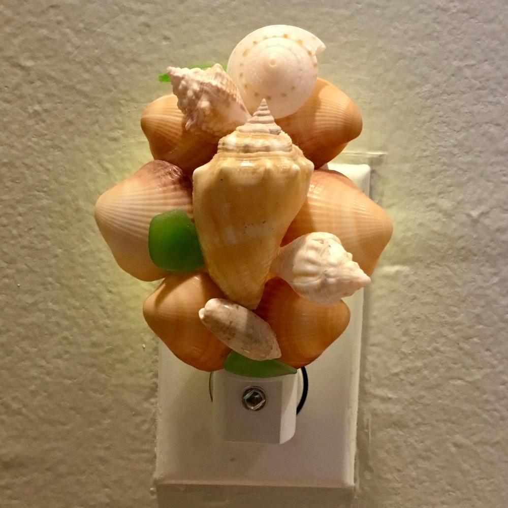 Seashell Nightlights green sea glass conch shells automatic sensor